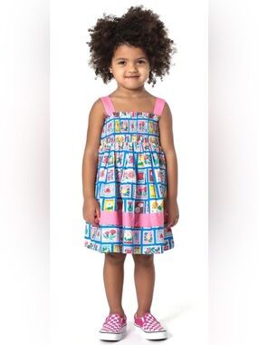 EUC MACRAE SKYE SMOCKED STAMP PRINT DRESS SIZE 10